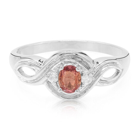Zilveren ring met een Padparadscha saffier