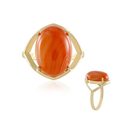 Oranger Band-Achat-Silberring
