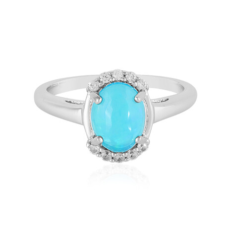 Bague en argent et Opale bleue d'Éthiopie