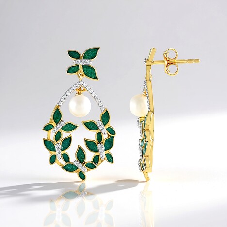 Orecchini in argento con Perla d'Acqua Dolce Bianca (Adela Silber)