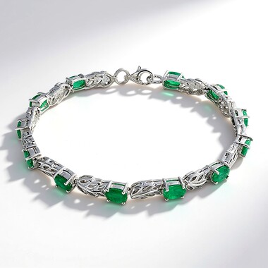 Bracciale in argento con Smeraldo Zambia