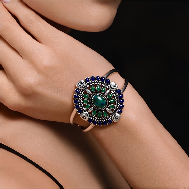 Brazalete en plata con Crisocola (Desert Chic)