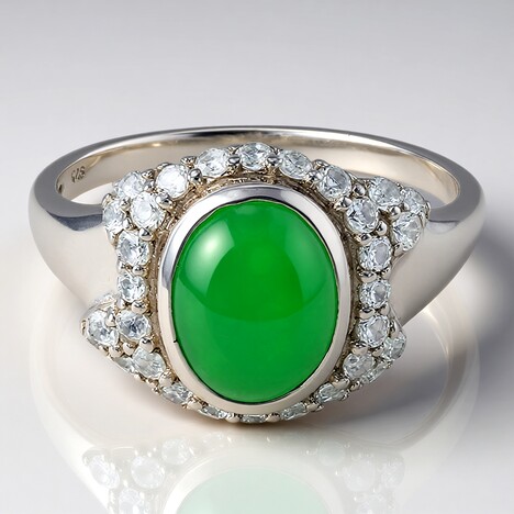 Anello in argento con Crisoprasio Imperiale