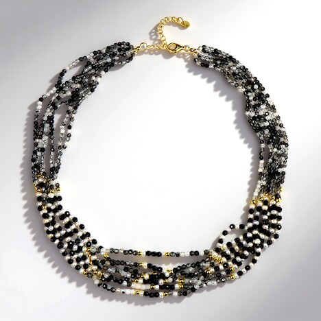 Collana in argento con Quarzo Rutilato Nero (Riya)