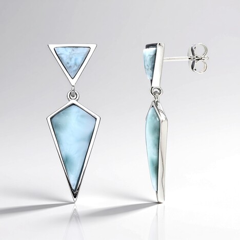 Boucles d'oreilles en argent et Larimar