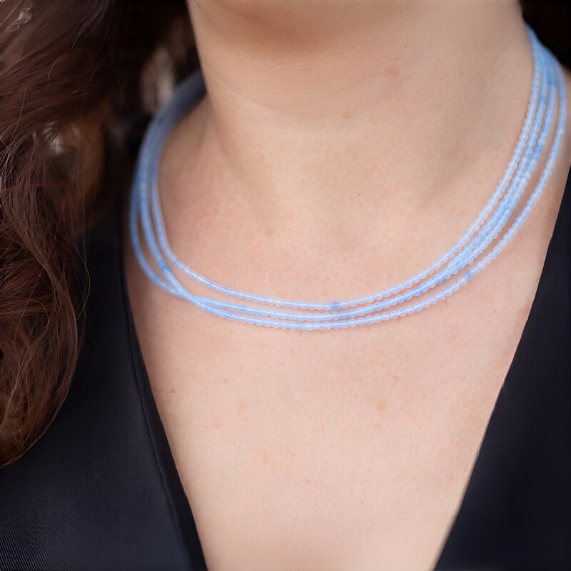 Zilveren halsketting met Braziliaanse Aquamarijnen