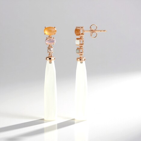 Orecchini in argento con Calcedonio Bianco (KM by Juwelo)