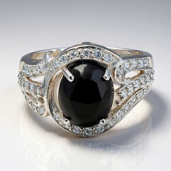 Anello in argento con Ossidiana Fiocco di Neve