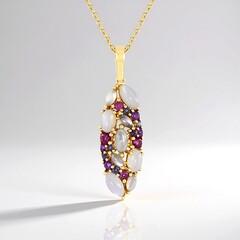 Collana in argento con Pietra di Luna Bianca (KM by Juwelo)