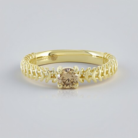 Anello in oro con Diamante Champagne I2 (Ornaments by de Melo)