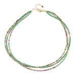 Zilveren halsketting met Groene Aventurijnen (Riya)