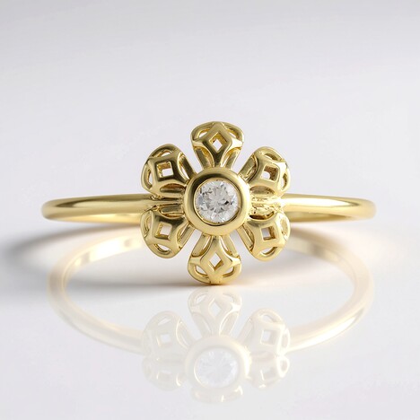 Anello in oro con Diamante I3 (H) (Ornaments by de Melo)