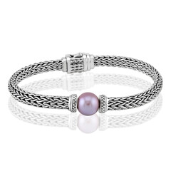 Zilveren armband met een paarse Ming parel