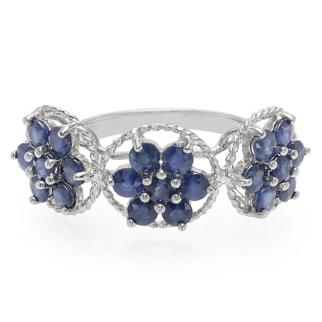 Zilveren ring met Kanchanaburi saffieren