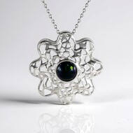 Naszyjnik ze srebra rodowanego - Opal Mezezo  (Ornaments by de Melo)