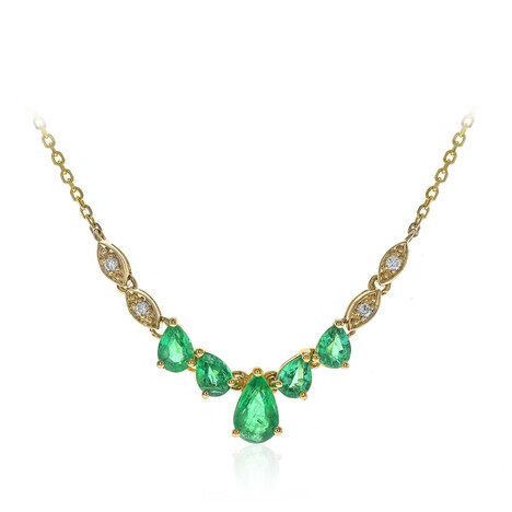 14K AAA Zambian Emerald Gold Necklace (CIRARI)