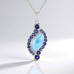 Collana in argento con Larimar (KM by Juwelo)