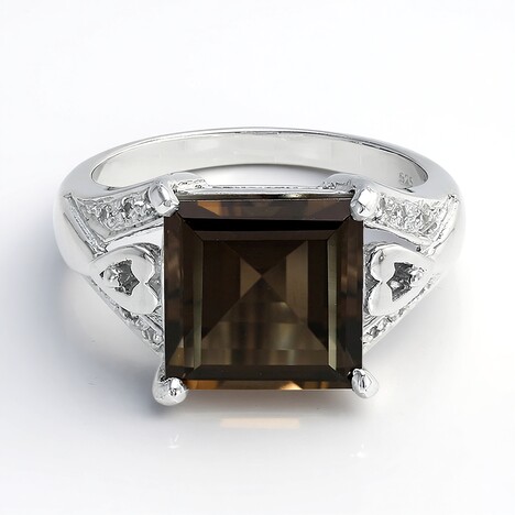 Anello in argento con Quarzo Fumè