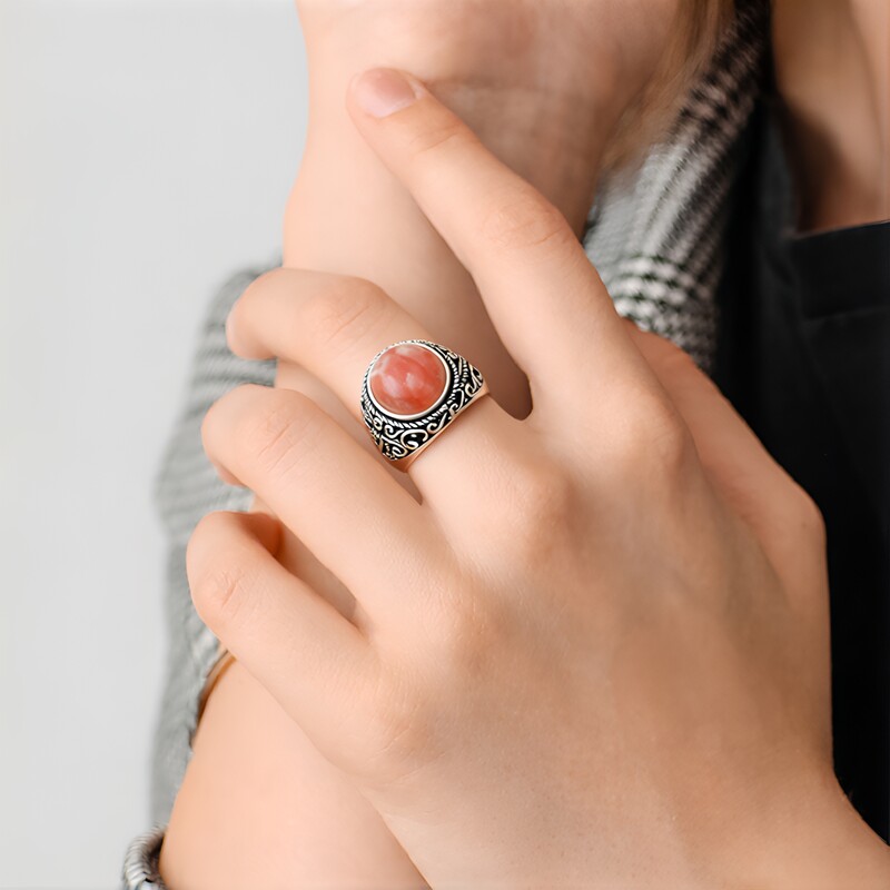 Anillo en plata con Rodocrosita (Jones Lee)