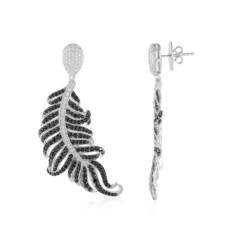 Zilveren oorbellen met zwarte spinelstenen