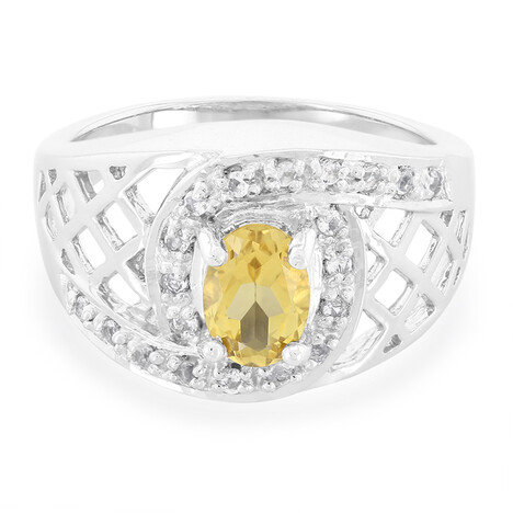 Bague en argent et Quartz champagne