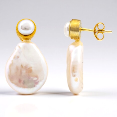 Orecchini in argento con Perla di Acqua Dolce (Joias do Paraíso)
