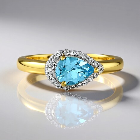 Anello in argento con Topazio Blu Svizzero