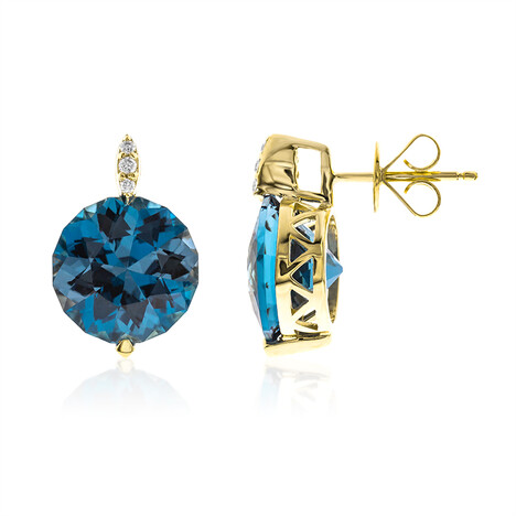 Gouden oorbellen met Londen-blauwe topaasstenen