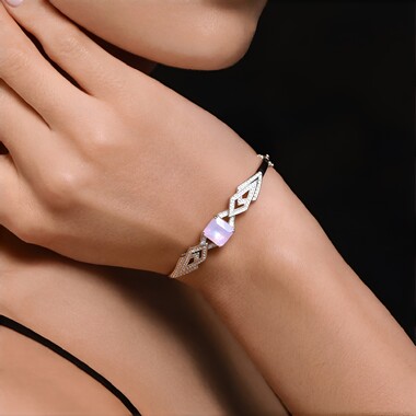 Brazalete en plata con Ópalo Welo AAA (de Melo Essence)