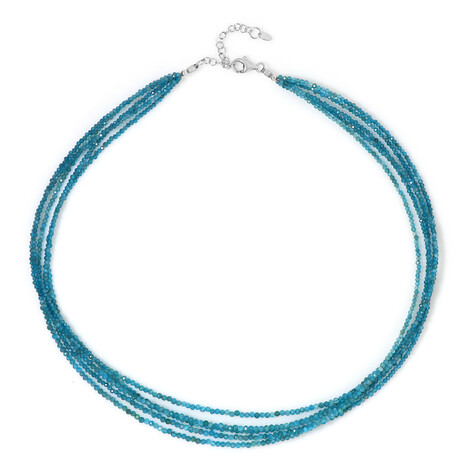 Neonblauer Apatit-Silberhalskette