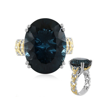Zilveren ring met een Londen-blauwe topaas (Gems en Vogue)
