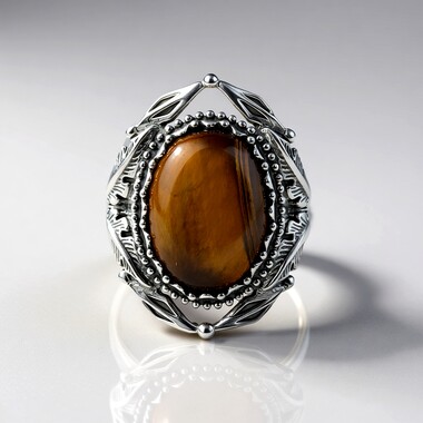 Anillo en plata con Ojo de tigre (Desert Chic)