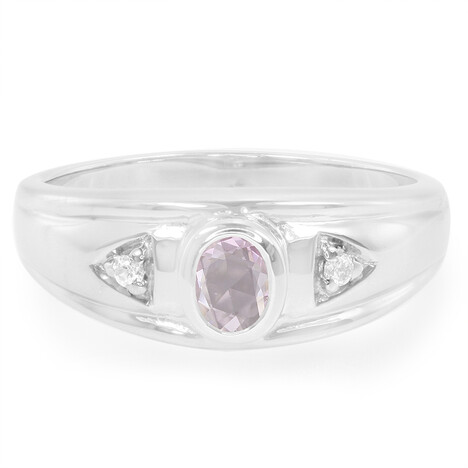 Anillo de hombre en plata con Zafiro de Ceilán rosa