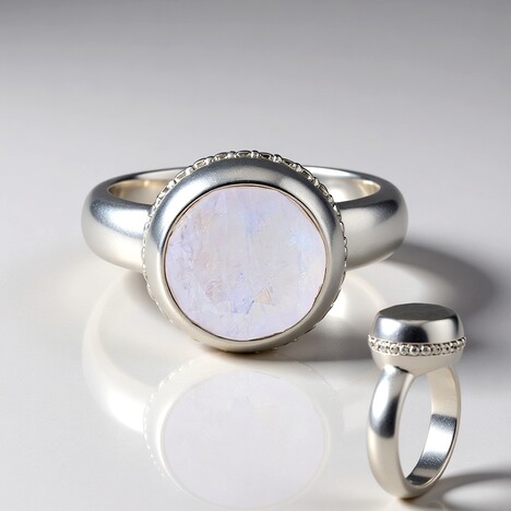 Anello in ottone con Pietra di Luna Arcobaleno (Juwelo Style)