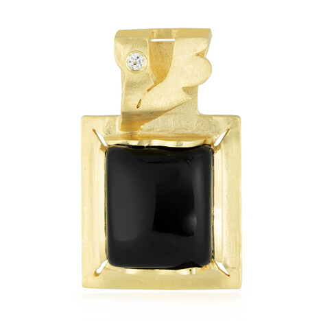 Schwarzer Onyx-Silberanhänger (MONOSONO COLLECTION)