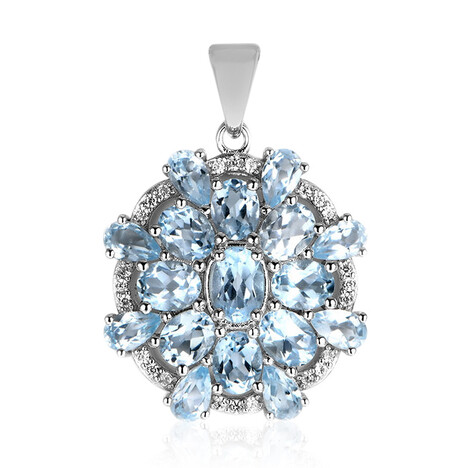 Zilveren hanger met een hemel-blauwe topaas