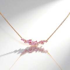 Collier en argent et Saphir parme