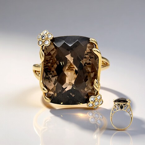 Anello in oro con Quarzo Fumè (CIRARI)