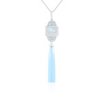 Zilveren halsketting met een Blauwe chalcedoon (KM by Juwelo)