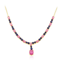 Zilveren halsketting met een Madagaskar Roze Saffier