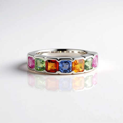 Anello in argento con Zaffiro Fancy