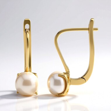 White Freshwater Pearl Silver Earrings (TPC)