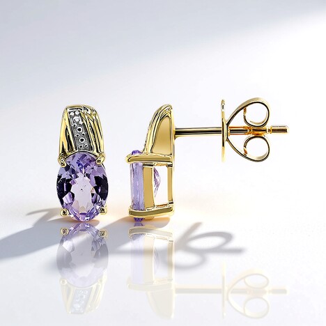 Boucles d'oreilles en or et Tanzanite parme