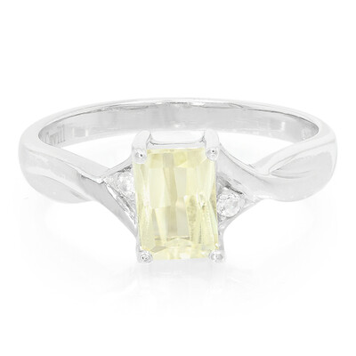 Anello placcato in platino con Kunzite Canarino