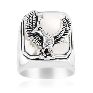 Weißer Buffalo-Dolomit-Silberring (Jones Lee)