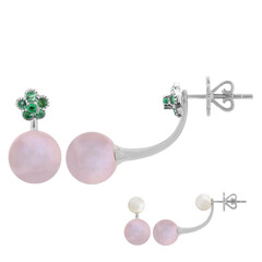 Pendientes en oro con Perla de Kasumigaura