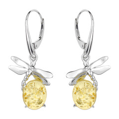 Zilveren oorbellen met Baltische citroen barnstenen