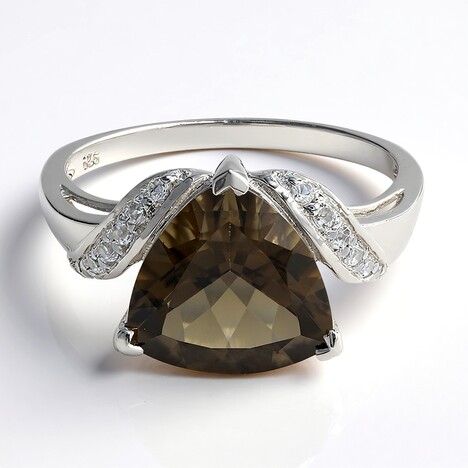 Bague en argent et Quartz fumé