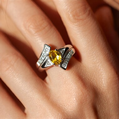 Anello in argento con Quarzo Champagne