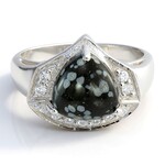 Anello da uomo in argento con Ossidiana Fiocco di Neve